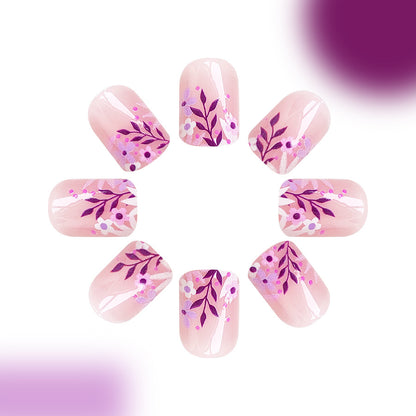 Purple lavender white flowers wear fake nail