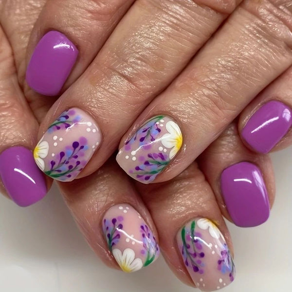 Plaid floral violet frais