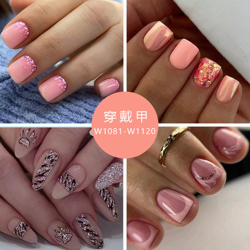 Cute Sparkling Pink Fresh Nail Enhancement