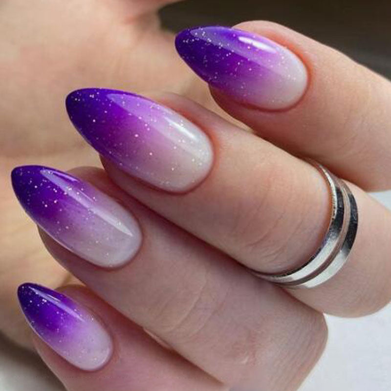 Gradual purple almond bursts with ice and penetrates fake nails.