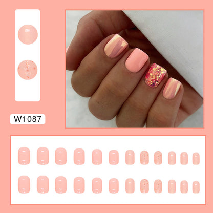 Cute Sparkling Pink Fresh Nail Enhancement