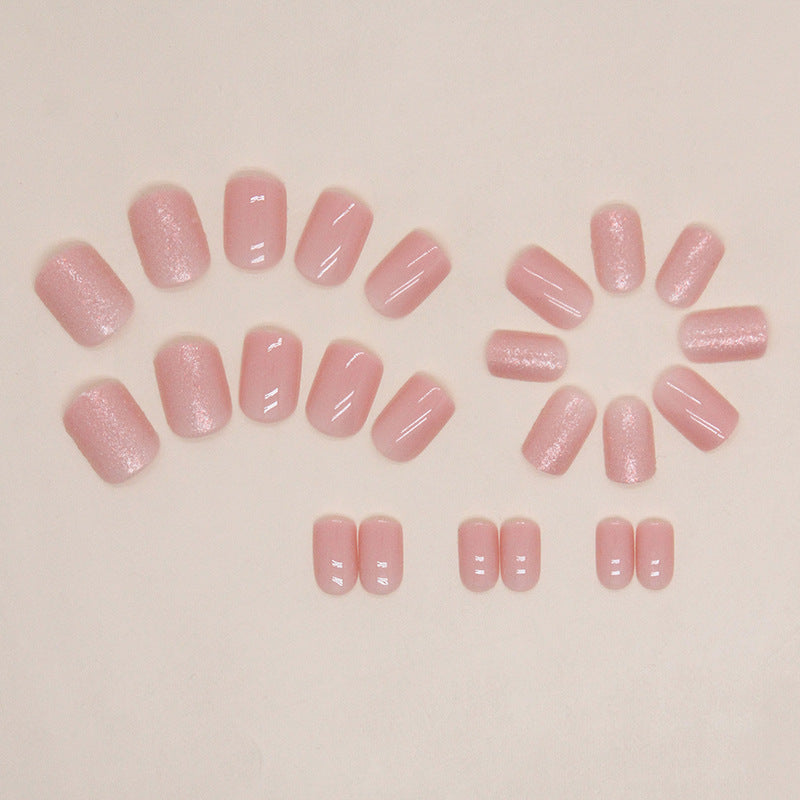 Flash Aurora Naked Pink Square fake nails