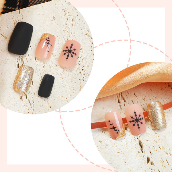 Glitter Snowflake Christmas Element Scrub Fake Nails