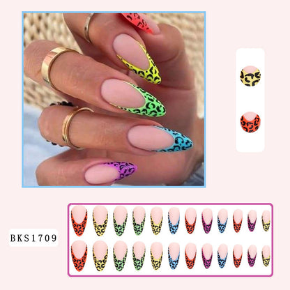 Colorful leopard nail plate