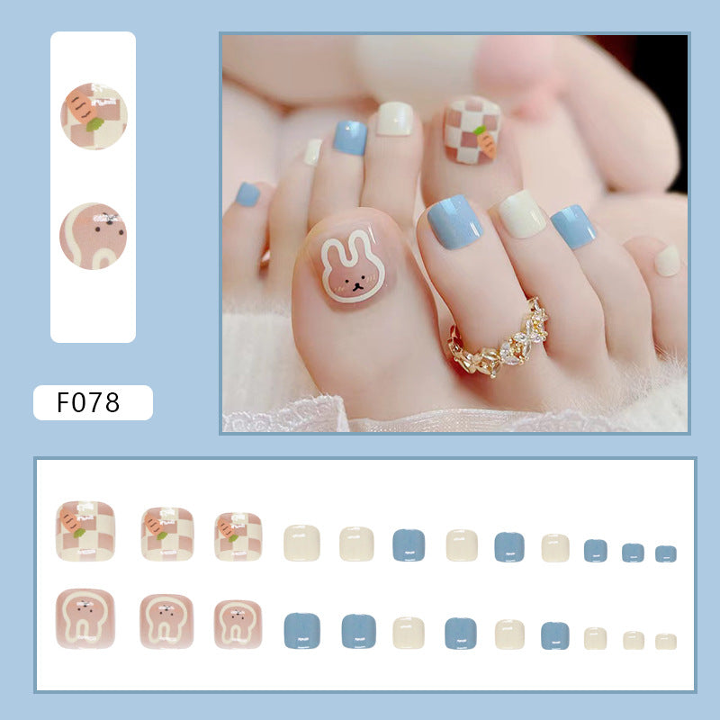 Diamond sparkle ins-style fake nails pedicure F078