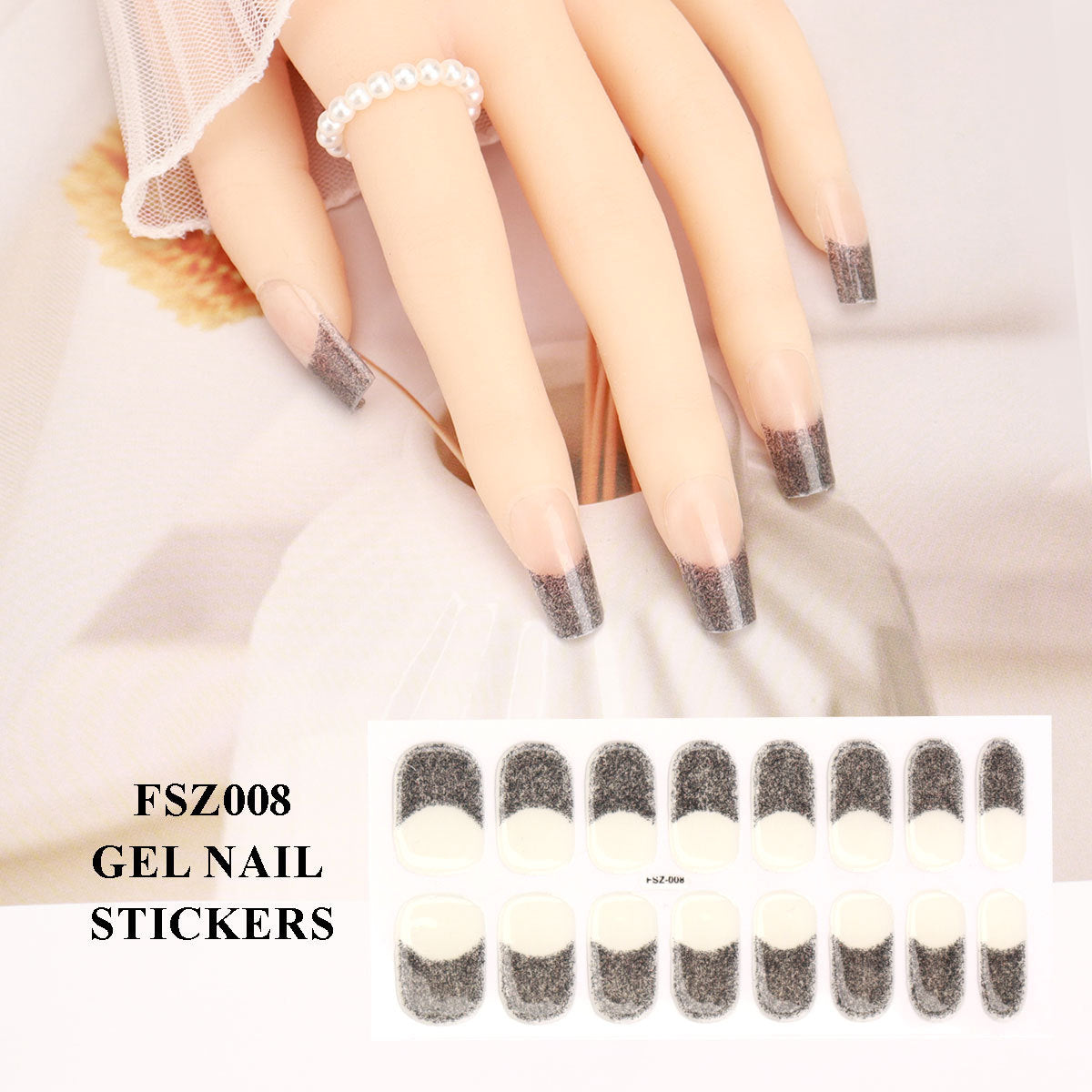 Semicured UV gel nail sticker kit French