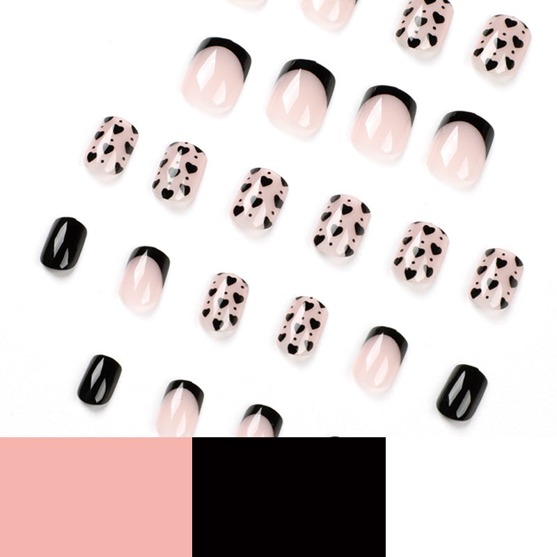 Black Border Black Little Love fake nail