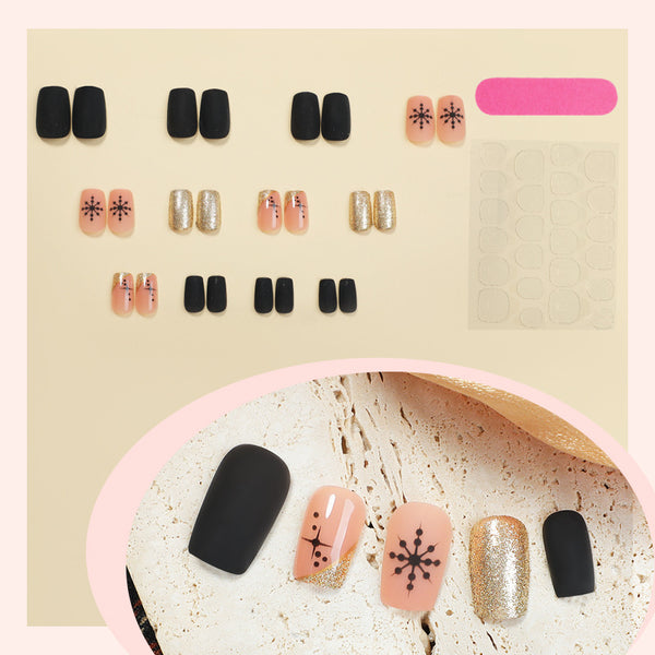 Glitter Snowflake Christmas Element Scrub Fake Nails