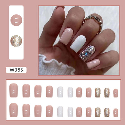 Champagne cream white false nail