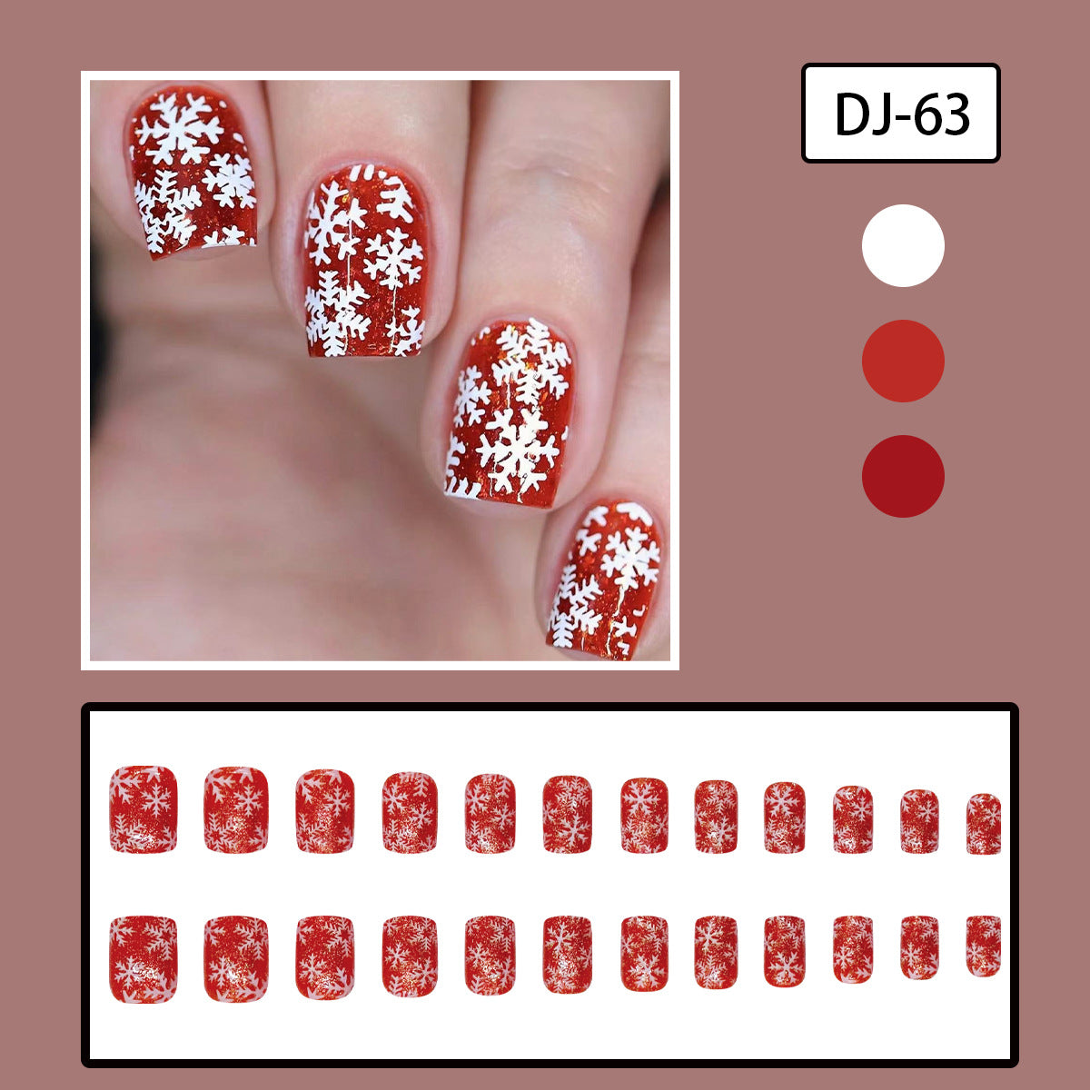 Snowflake design fake nails