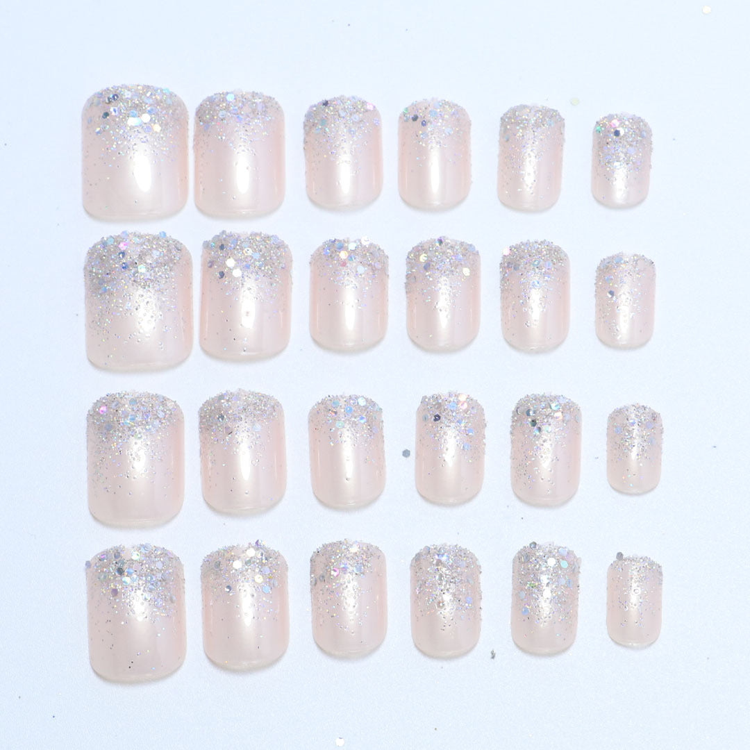 Buy Ombre Sparkle French Nail Designed Acrylic Gel Press on Nails Coffin  Ballerina Stiletto Shaped Fake Nails Strong Sturdy Reusable Wedding Online  in India - Etsy