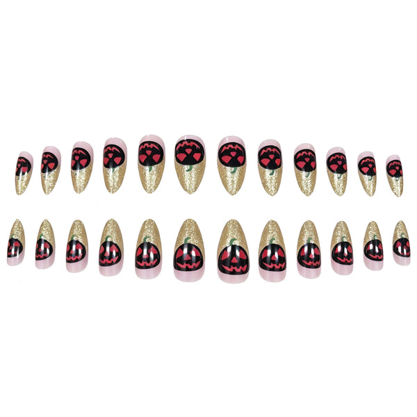 Halloween pumpkin black red gold glitter