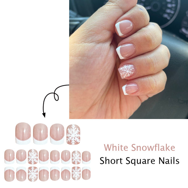 24pcs/Set Press On Nails JB994 French snowflake