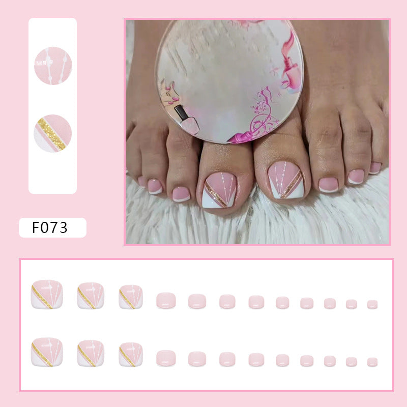 Diamond sparkle ins-style fake nails pedicure F073