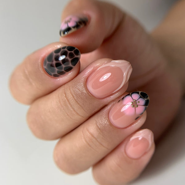 Pink flower leopard print