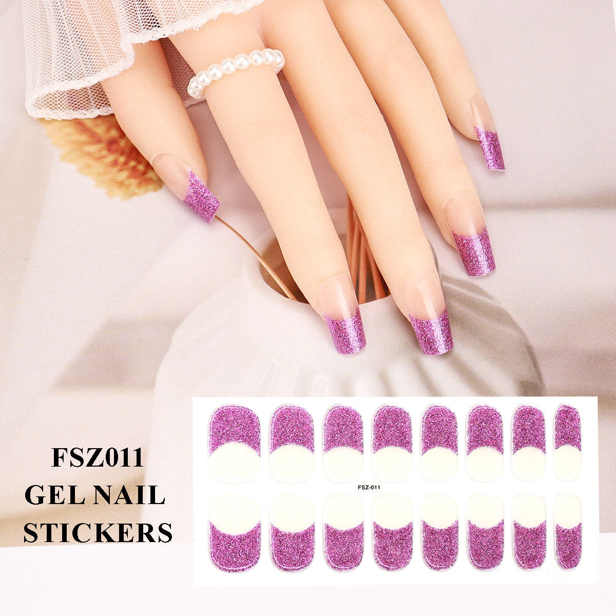 Semicured UV gel nail sticker kit French