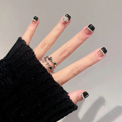 Black bow detachable nail patch