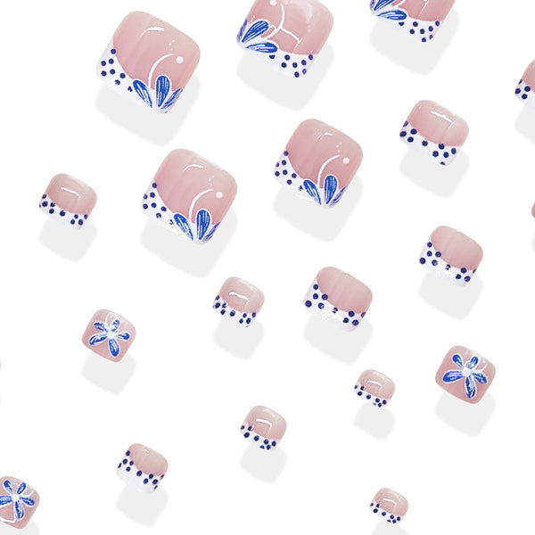 White and Blue Polka Dot French Flowers