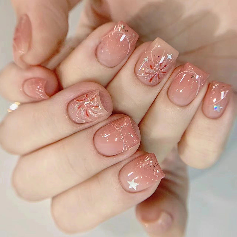 Blush manicure fireworks