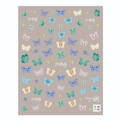 Gradient butterfly back glue nail stickers