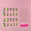Green flower gradual change fake nail patch