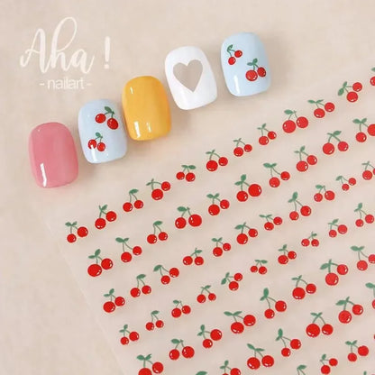 3D Sweet Cherry Fruit Nail Art Stickers