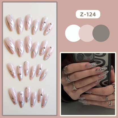 Wearable Silver Stripes False Nails