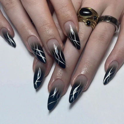 Wearable Silver Stripes False Nails