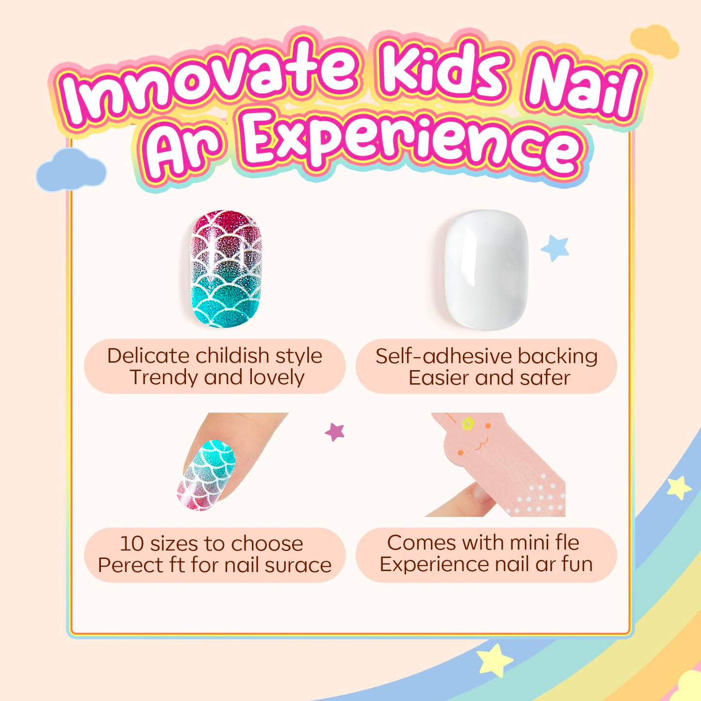 Mini Press On Nails For Kids 24 Pcs JIA-299