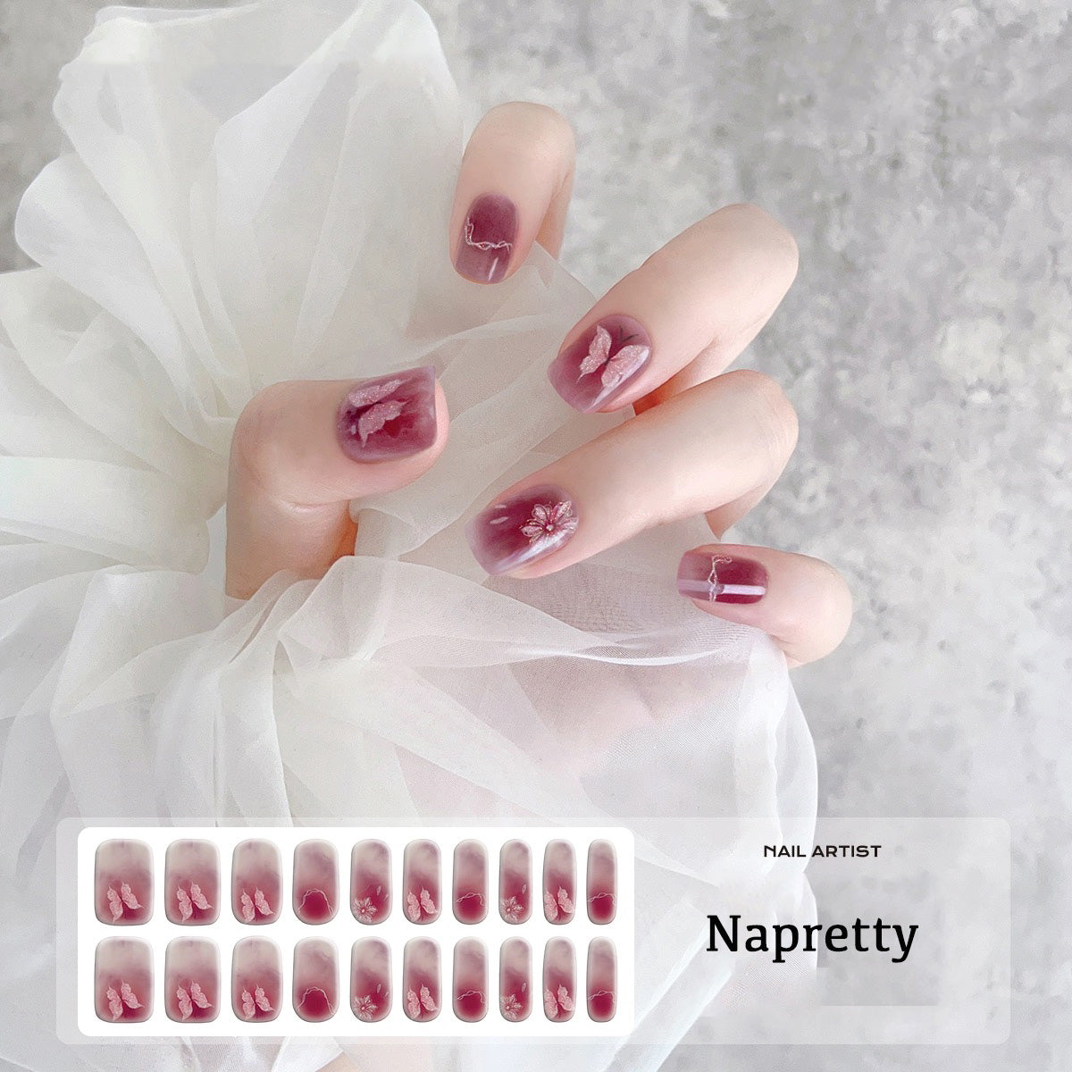 Semicured UV gel nail sticker butterfly