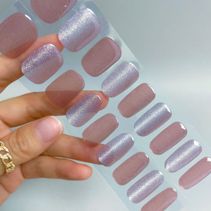 Semicured UV gel nail sticker kit nude cat eye