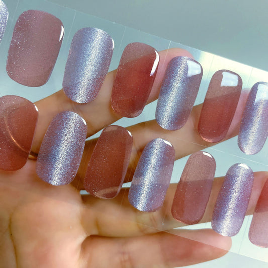 Semicured UV gel nail sticker kit nude cat eye