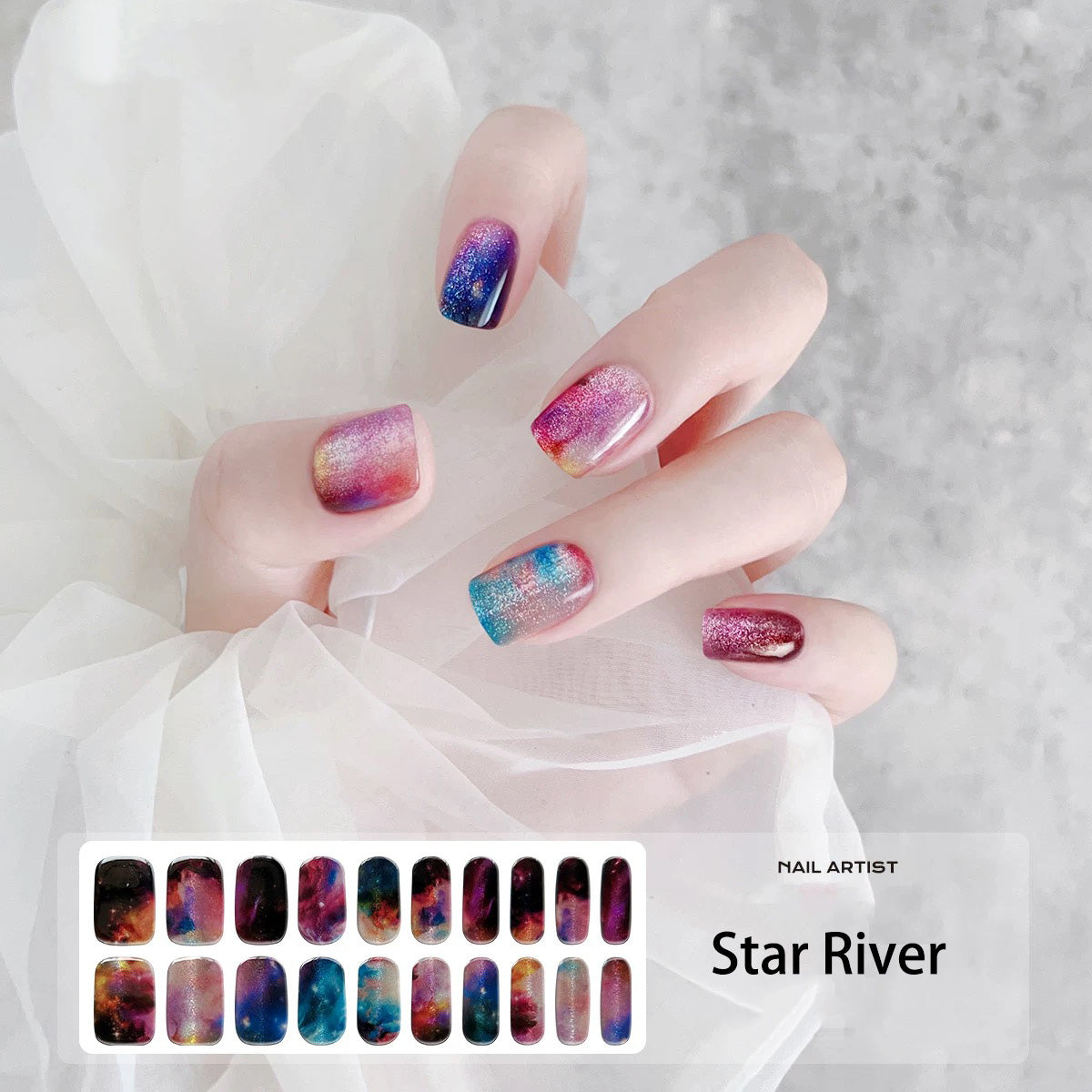 Semicured UV gel nail sticker kit Star River