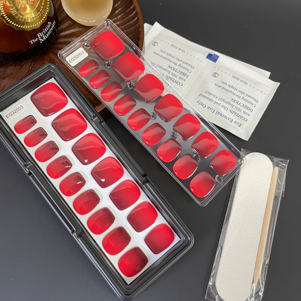 Black Red Ombre|32 Pcs Soft Gel Press-On Nails Real Gel Nail Extensions