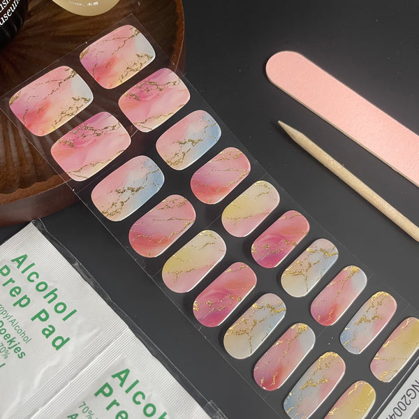 UV Gel Sticker Semi-cured Blush Gold Marble