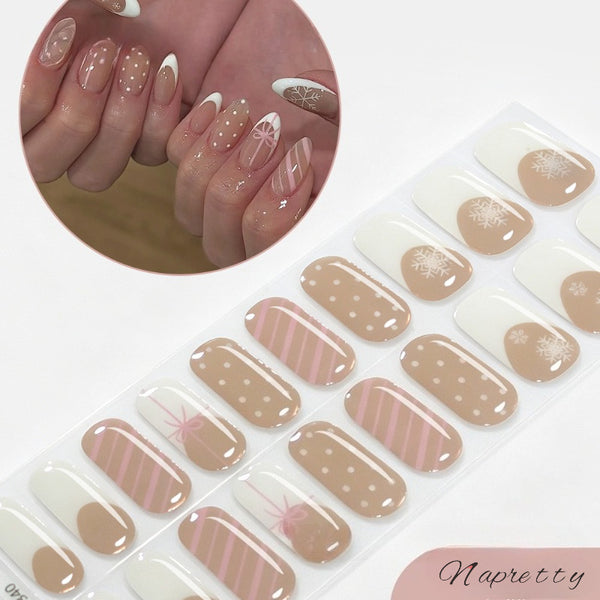 2026 New Christmas Gel Nail Sticker Lighting Harden Semi-Curing Nail Sticker
