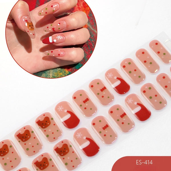 2026 New Christmas Gel Nail Sticker Lighting Harden Semi-Curing Nail Sticker