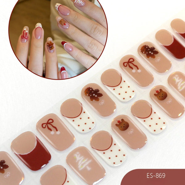 2026 New Christmas Gel Nail Sticker Lighting Harden Semi-Curing Nail Sticker