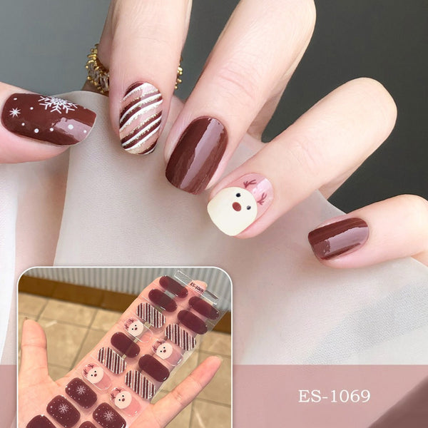 2026 New Christmas Gel Nail Sticker Lighting Harden Semi-Curing Nail Sticker