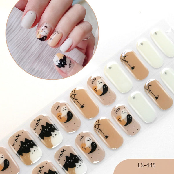 2026 New Christmas Gel Nail Sticker Lighting Harden Semi-Curing Nail Sticker
