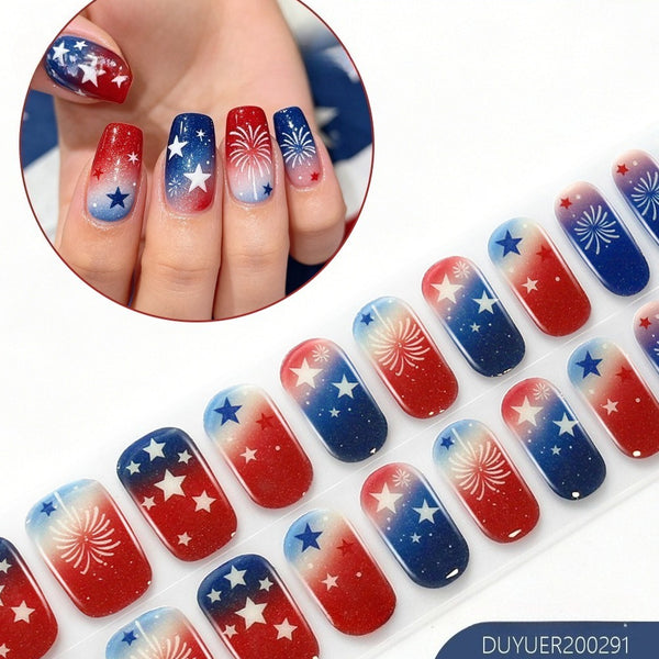 Independence Day 20 Finger Semi-Cure Gel Nail