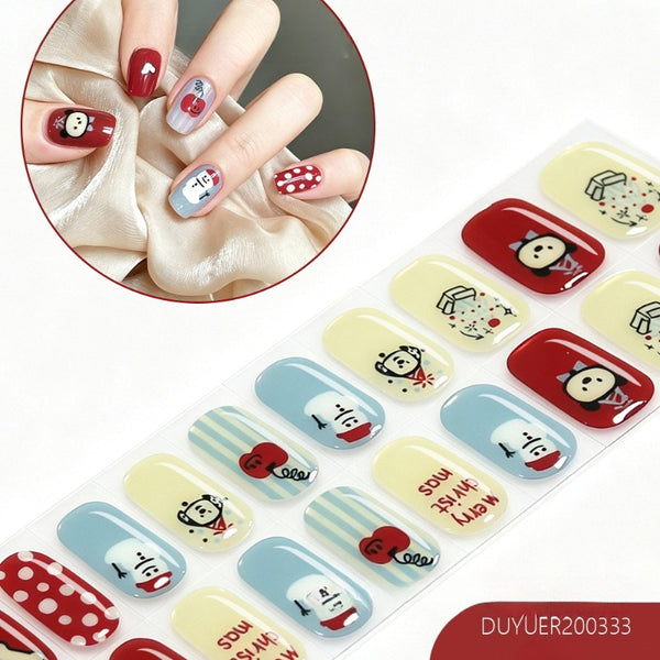 2026 New Christmas Gel Nail Sticker Lighting Harden Semi-Curing Nail Sticker