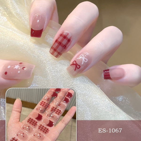 2026 New Christmas Gel Nail Sticker Lighting Harden Semi-Curing Nail Sticker