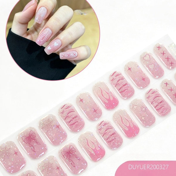 2026 New Christmas Gel Nail Sticker Lighting Harden Semi-Curing Nail Sticker