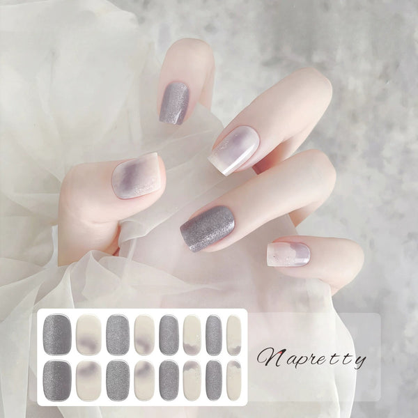 [No Lighting] Light Blue Embossed Cat's Eye Gel Nail Wrap