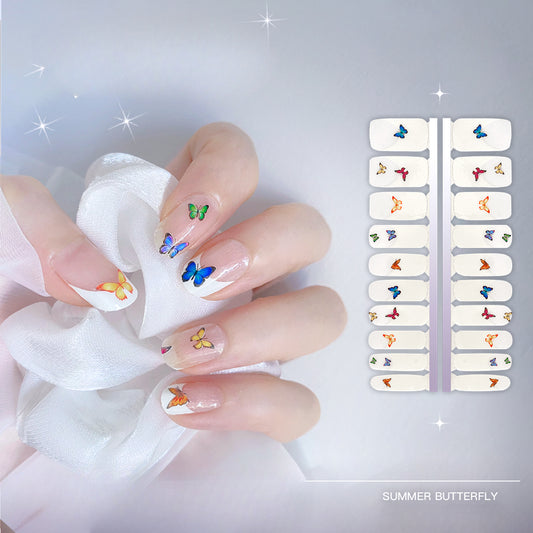 Semicured UV gel nail sticker summer butterfly