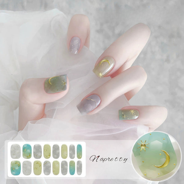 [No Lighting] Light Blue Embossed Cat's Eye Gel Nail Wrap