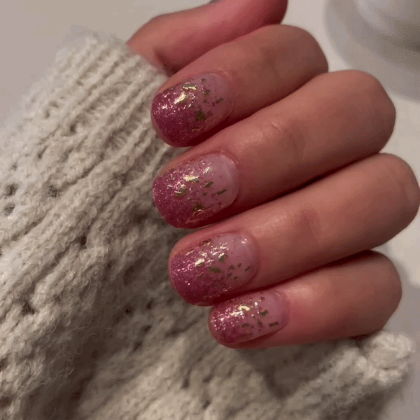 UV-free gel nail Red Glitter