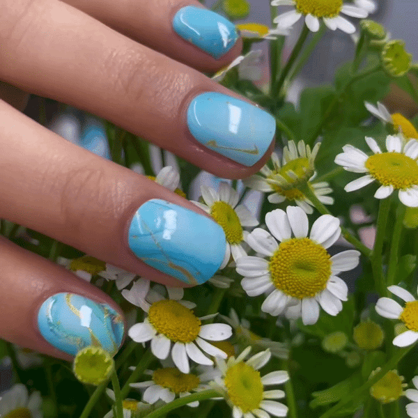 UV-free gel nail Blue & Golden