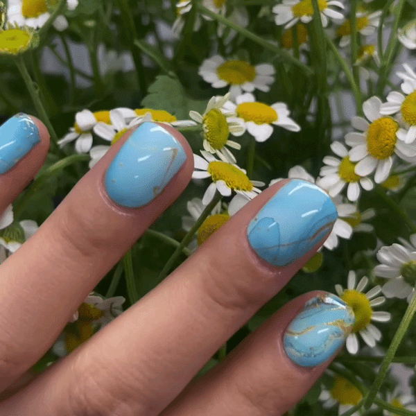 UV-free gel nail Blue & Golden